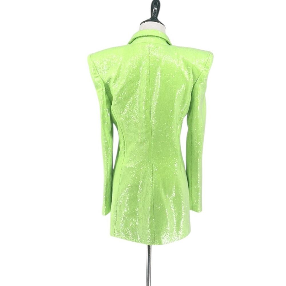 Bronx and Banco Zizi Sequin Embellished Blazer Mini Dress Neon Green Size XS 2 - Picture 12 of 16